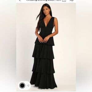 Amazing Evening Black Tiered Maxi Dress in Black